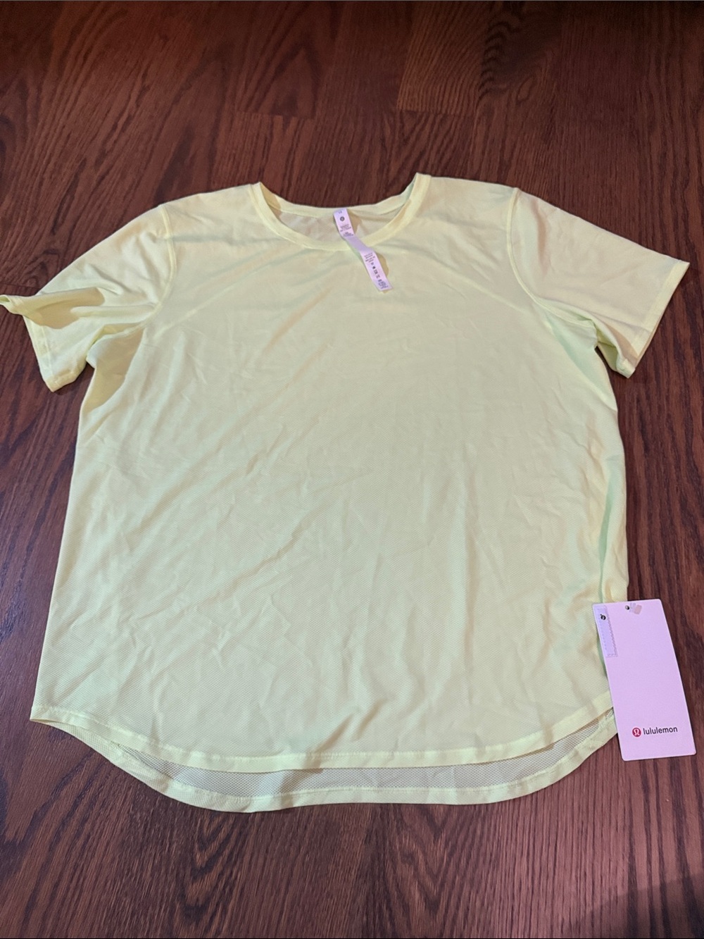 Lululemon Light High Neck Run and Train Yellow Crew Tee